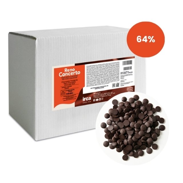 Obrázek produktu IRCA RENO CONCERTO FONDENTE ČOKOLÁDA HOŘKÁ 64% 41/43 2x5kg