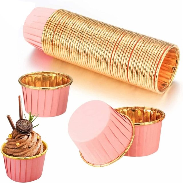 Obrázek produktu SA Košíčky na muffiny samonosné RŮŽOVO-ZLATÉ 50x39 mm 50ks