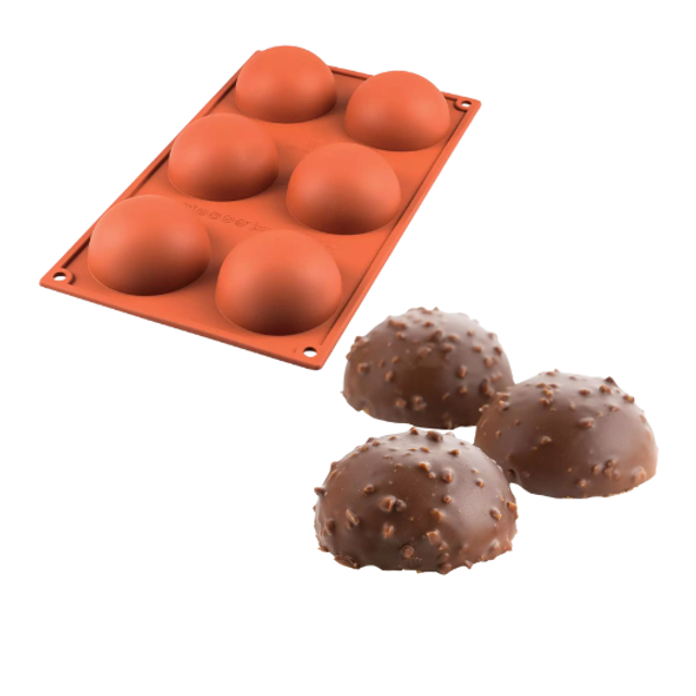 Obrázek produktu SIL FORMA SILIKON terakota - POLOKOULE Ø70mm v.35mm 80ml 6ks