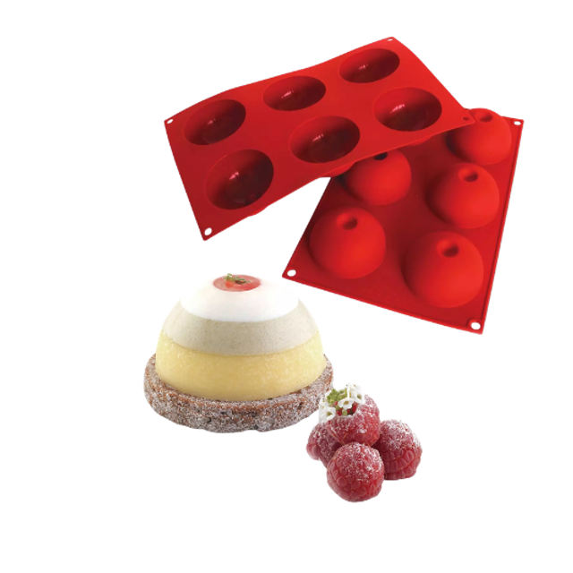 Obrázek produktu SIL FORMA SILIKON terakota - POLOKOULE S DŮLKEM Ø75mm v.40mm 115ml 6ks