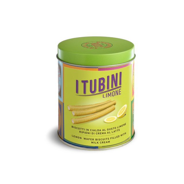 Obrázek produktu BUSSY TUBINI LIMONE vaflové citronové trubičky s mléčným krémem v dóze 35 ks NA OBJEDNÁVKU