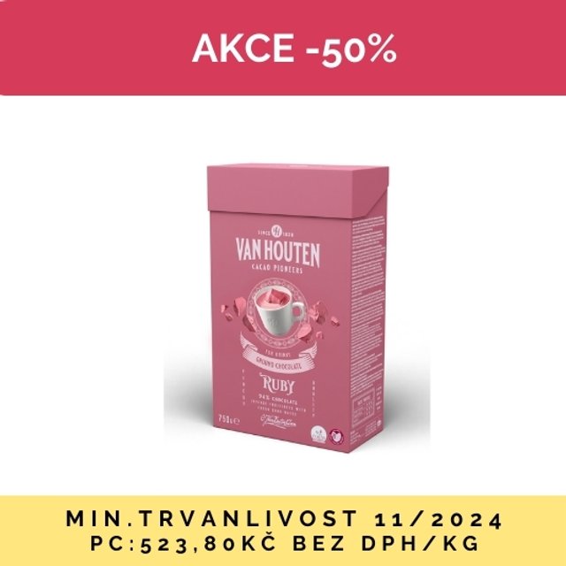 Obrázek produktu VAN HOUTEN HORKÁ ČOKOLÁDA RUBY 0,75 kg SE SLEVOU 50% 11/24