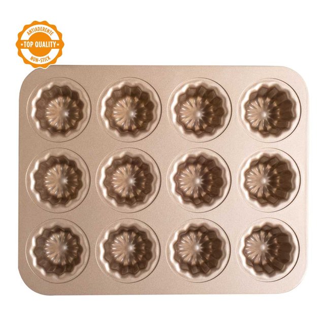 Obrázek produktu DECO FORMA NA PEČENÍ - BÁBOVKY růžovozlatá na 12ks bábovek pr.5,5cm v.4,5cm