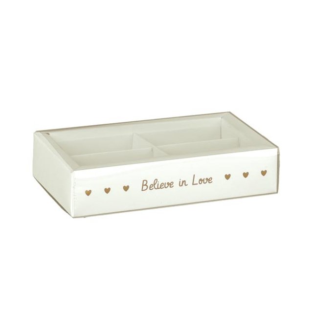 Obrázek produktu SC Krabička bílá 145x75x35 Believe in love s průhledným víčkem 5x10ks