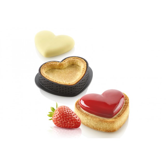 Obrázek produktu SIL TARTE RING RÁFKY perforované - SRDCE AMORE 80x70mm v.20mm 8ks