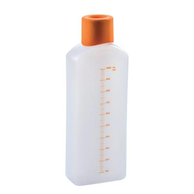 Obrázek produktu MA ODMĚRNÁ LÁHEV PLAST kulatá s oranžovým uzávěrem (trenkovací)1L