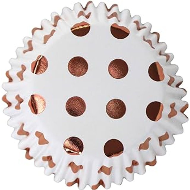 Obrázek produktu PME Košíčky na muffiny BÍLÉ S ROSEGOLD PUNTÍKY 50x28mm 30ks