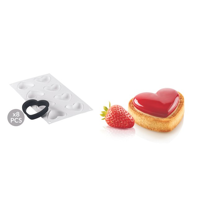 Obrázek produktu SIL KIT TARTE RING FORMA SILIKON A RÁFKY - SRDCE AMORE 80x70mm v.20mm 8ks