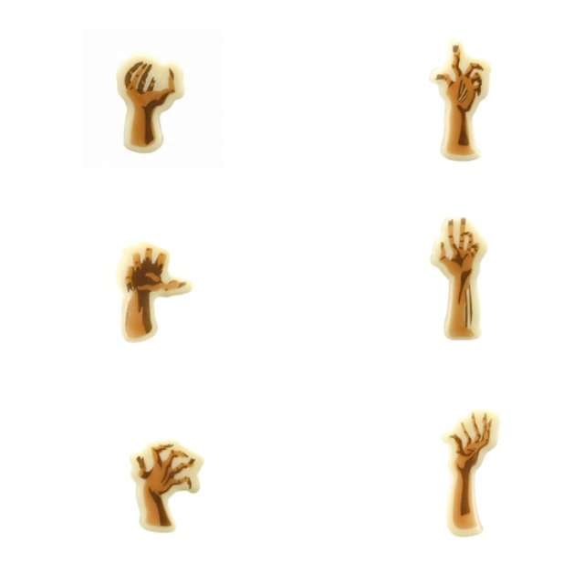 Obrázek produktu PCB DEKOR RUKA DĚSÍCÍ Z HROBU 6 druhů 4x2,5cm 72ks