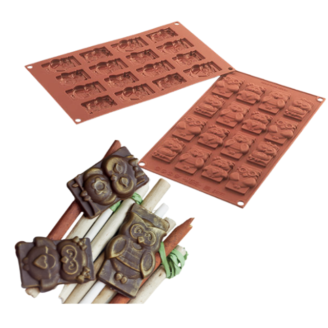 Obrázek produktu SIL FORMA SILIKON terakota - ŠTÍTKY SOVY 60x37mm v.8mm 5ml 32ks
