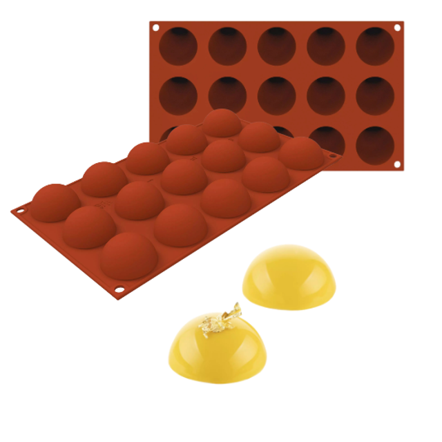 Obrázek produktu SIL FORMA SILIKON terakota - POLOKOULE Ø45mm v.24mm 27ml 15ks